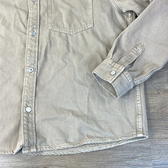 H&M Men’s Khaki Denim Over Shirt, Button Down Long Sleeve, size XL - Picture 4 of 10